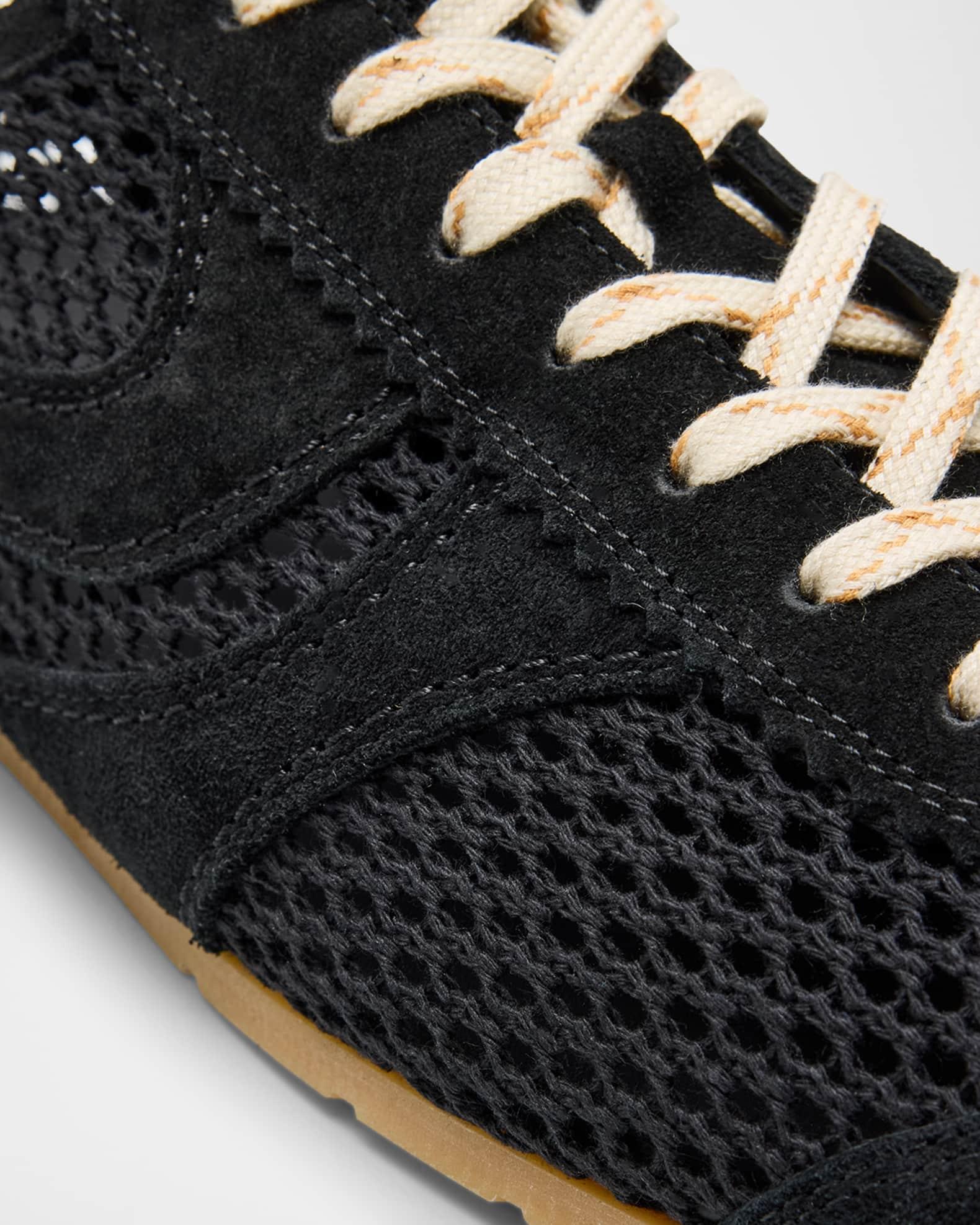 Men's Mesh and Leather Low-Top Sneakers Product Image