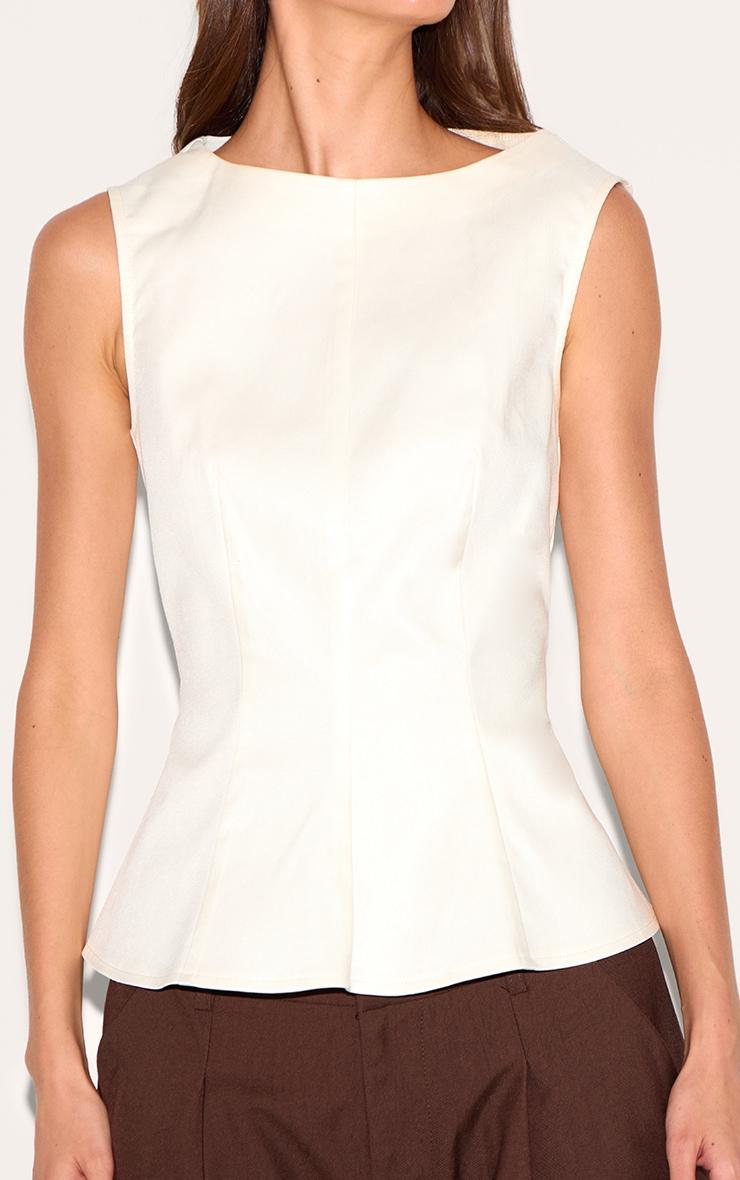 Lemon Woven Fitted Boatneck Peplum Top Product Image