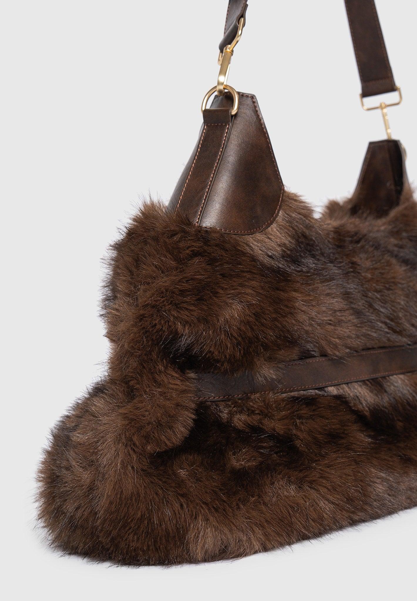 Cali - Fur Duffle Bag  - Brown Female Product Image