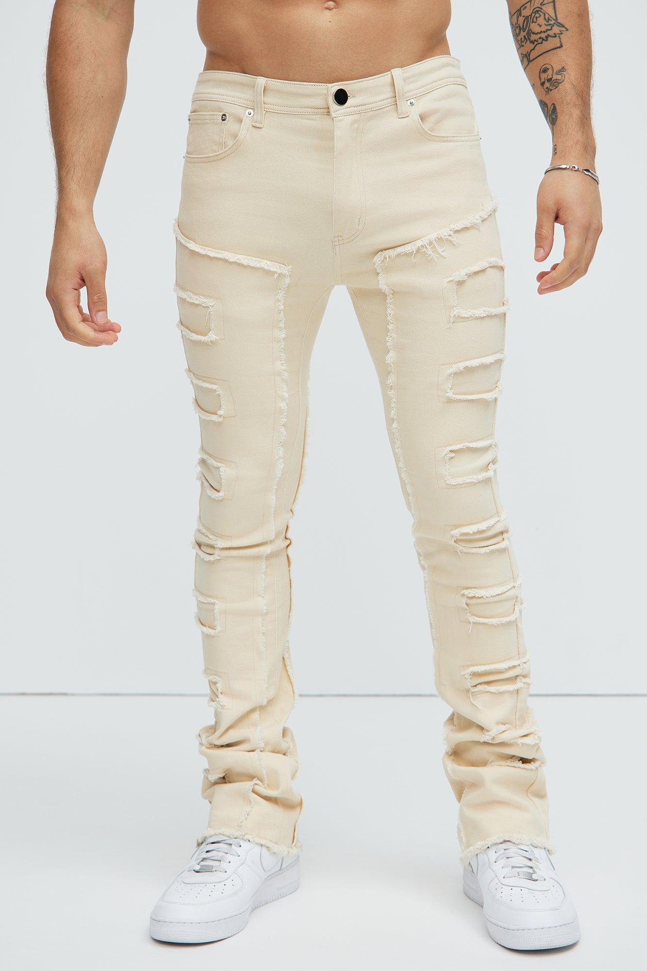 Over The Top Stacked Skinny Flare Pants - Off White Product Image