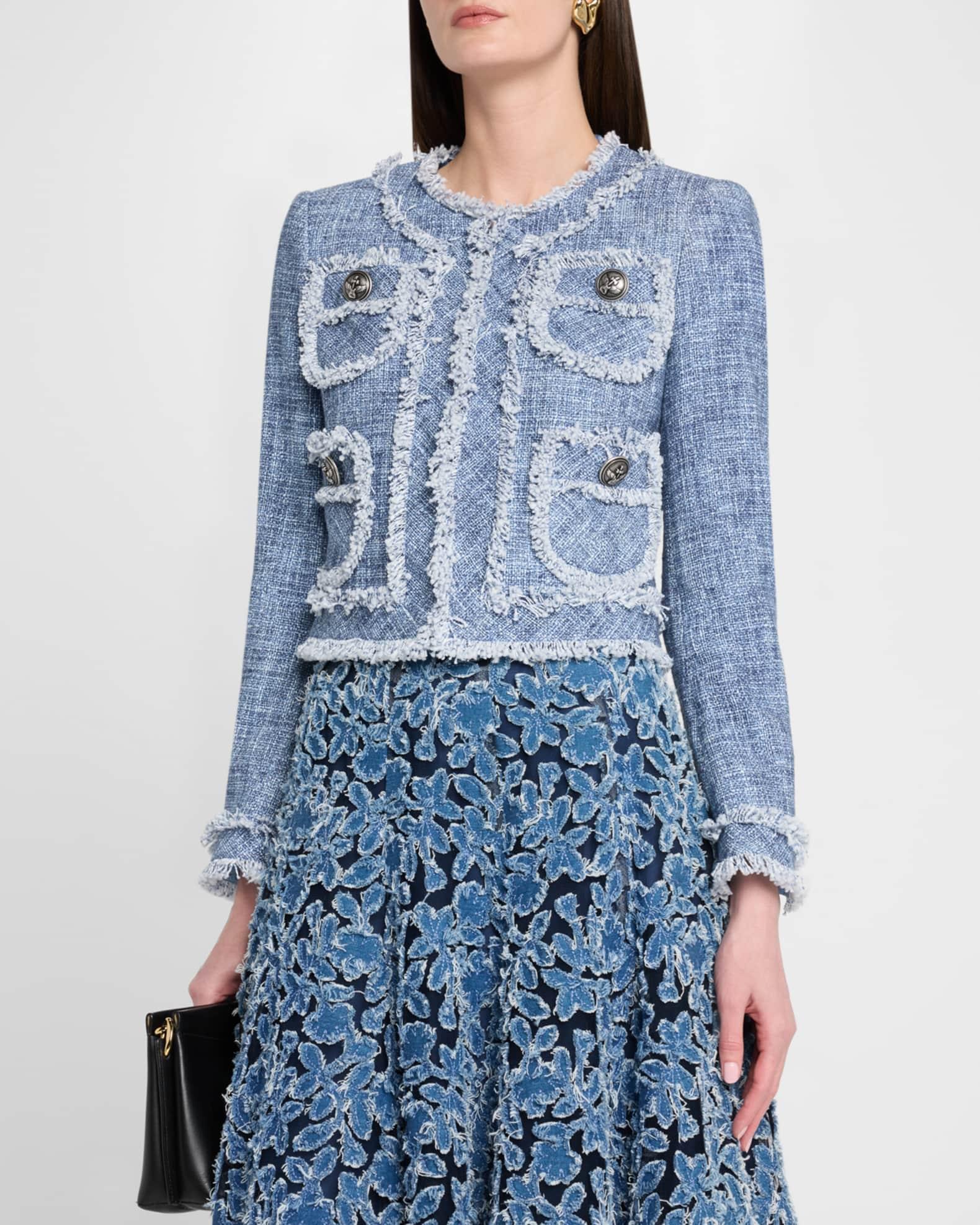 Cotton-Blend Short Jacket with Fringe Trim Product Image