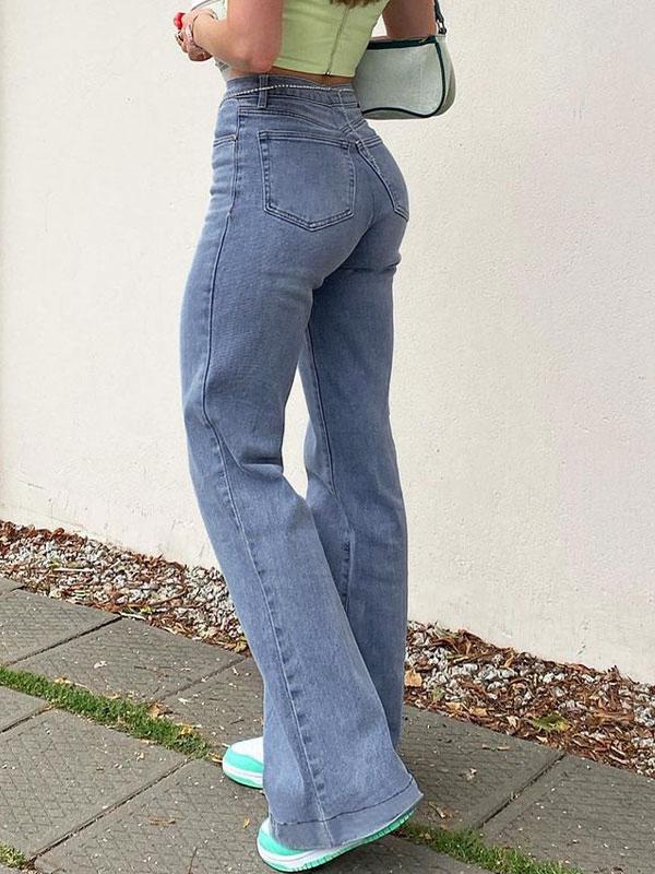 Blue Washed Boyfriend Jeans Product Image