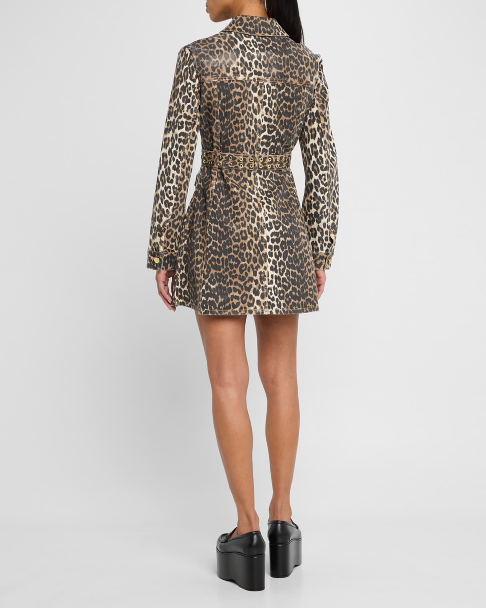 Leopard Foiled Denim Mini Dress Product Image