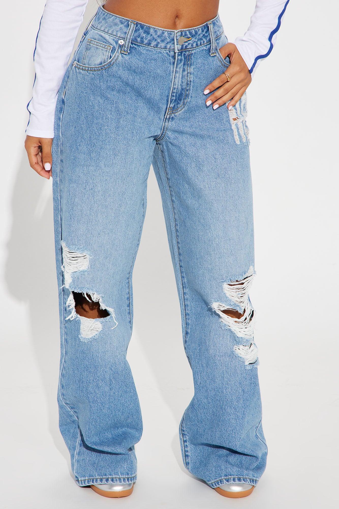Hometown Honey New York Ripped Baggy Jeans - Medium Wash Product Image