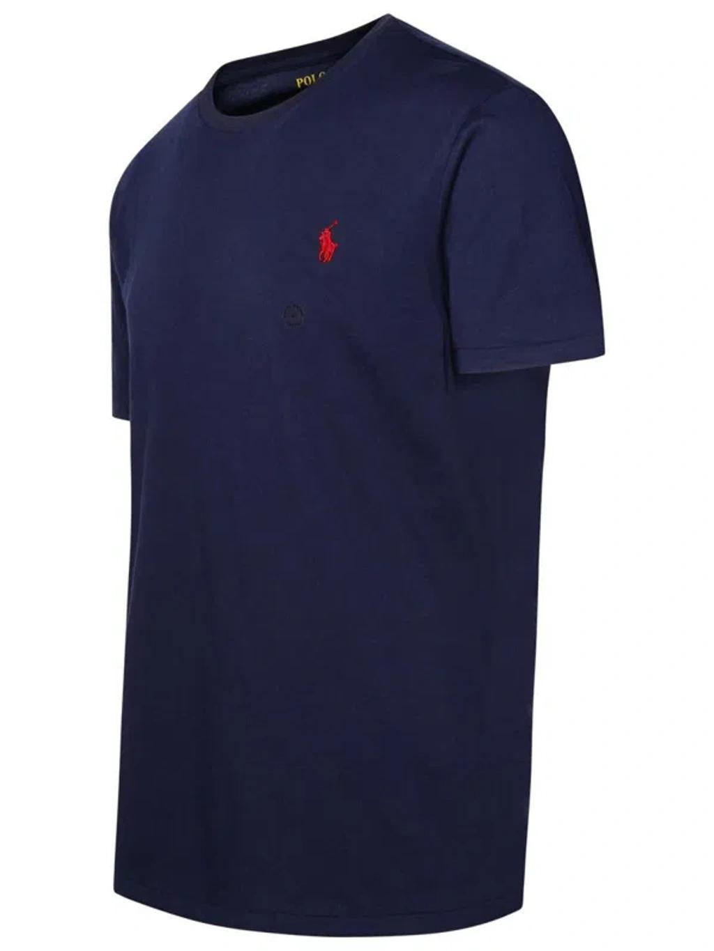 POLO RALPH LAUREN Slim-fit Logo-embroidered Cotton-jersey T-shirt In Navy Product Image