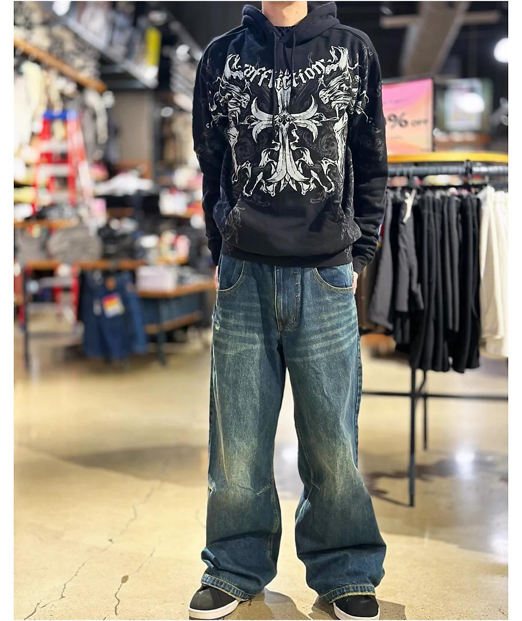 Empyre Boxcar Extent Wide Leg Blue Denim Jeans Product Image