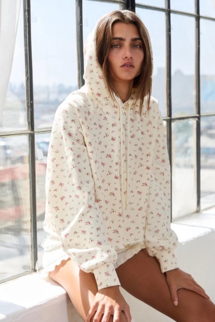 Floral Cropped Hoodie Product Image