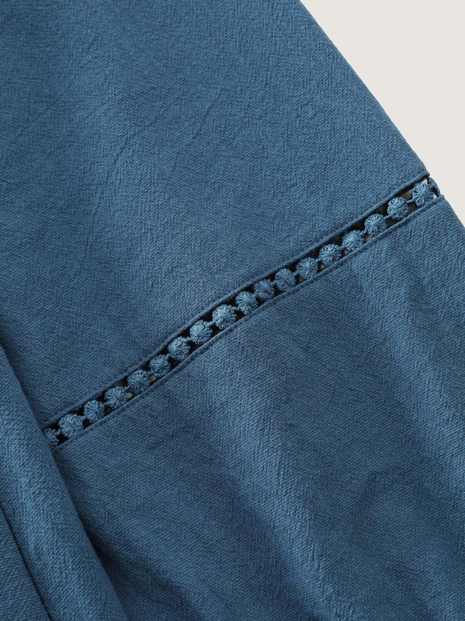 Lace Trim Shirred Pocket Maxi Dress Female Product Image