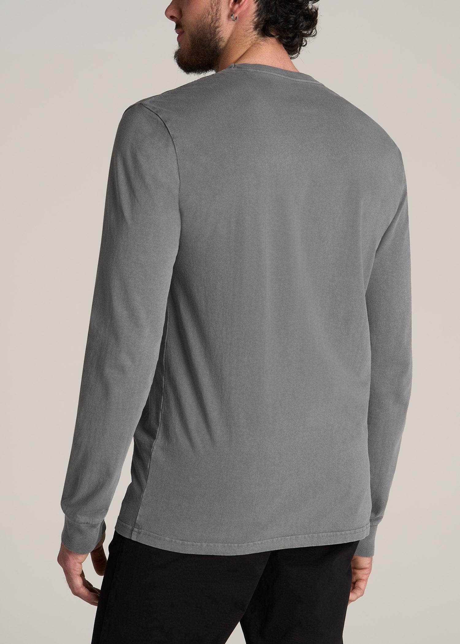 Garment Dyed Long Sleeve Pocket Tee for Tall Men in Slate Male Product Image