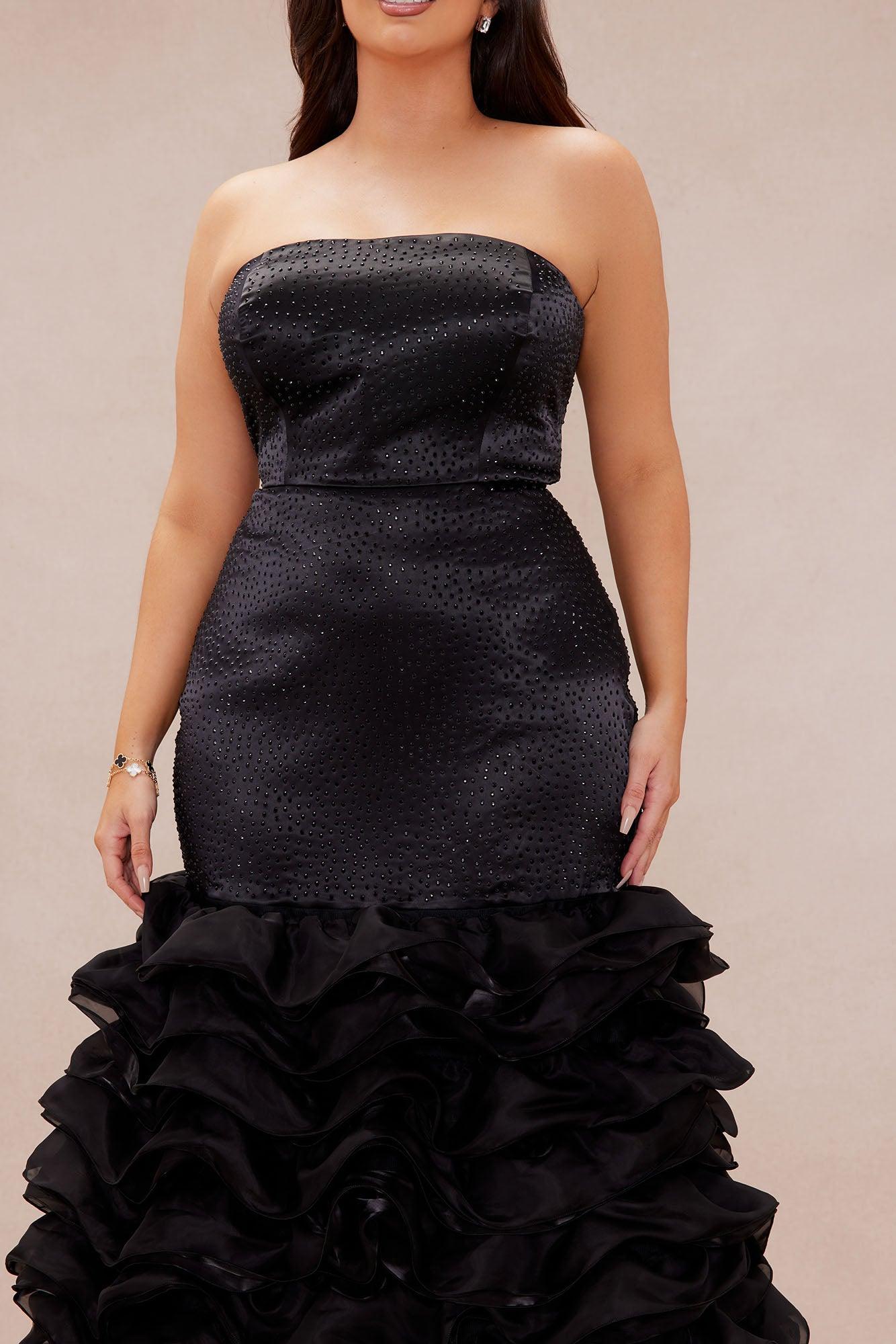 Belinda Embellished Satin Gown - Black Product Image