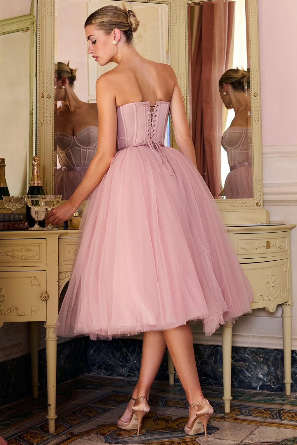 Darling  french rose tulle midi dress - sale Product Image