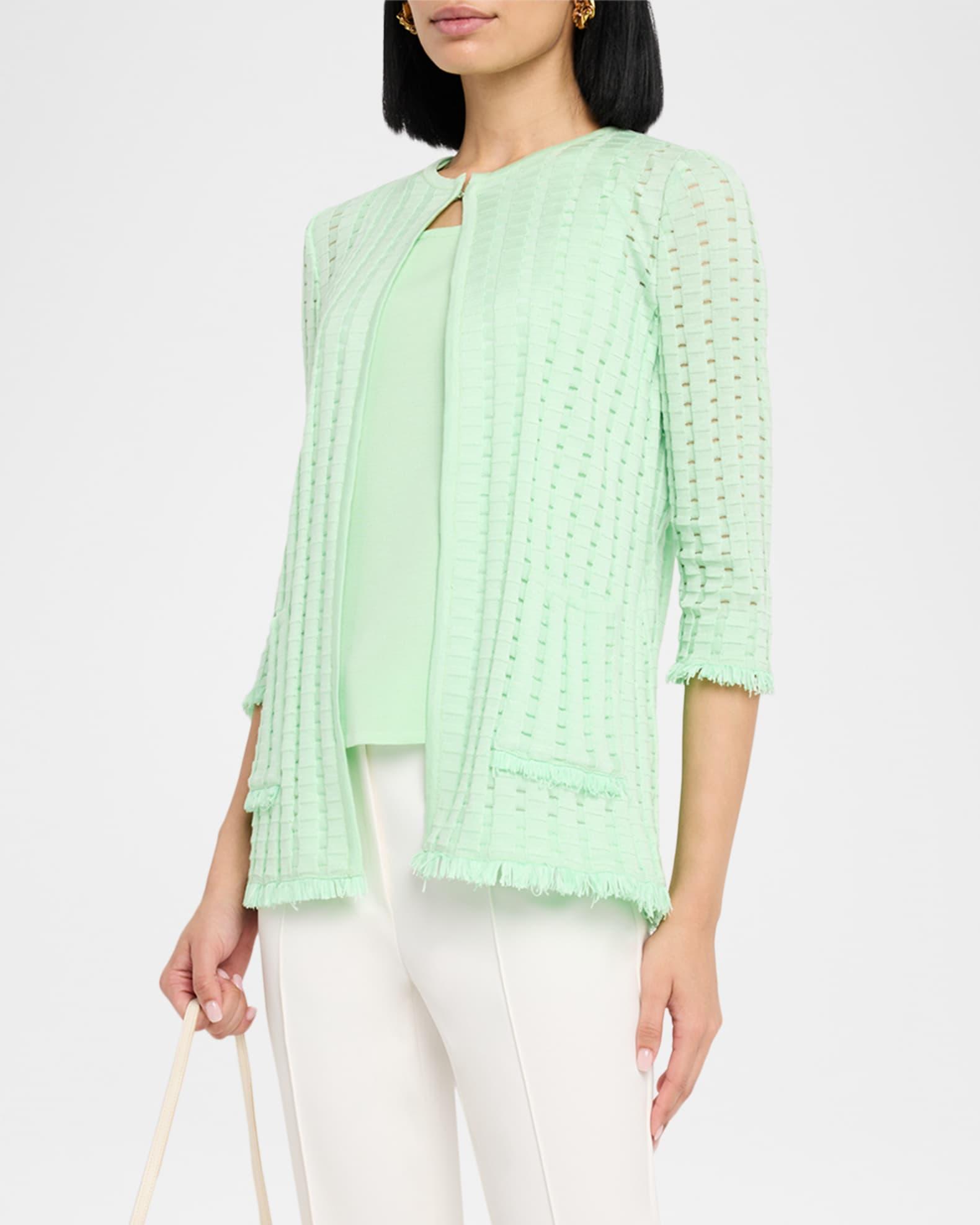 Heritage Fringe-Trim Tonal Burnout Knit Jacket Product Image