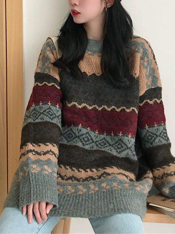 Vintage Jacquard Knit Sweater Product Image