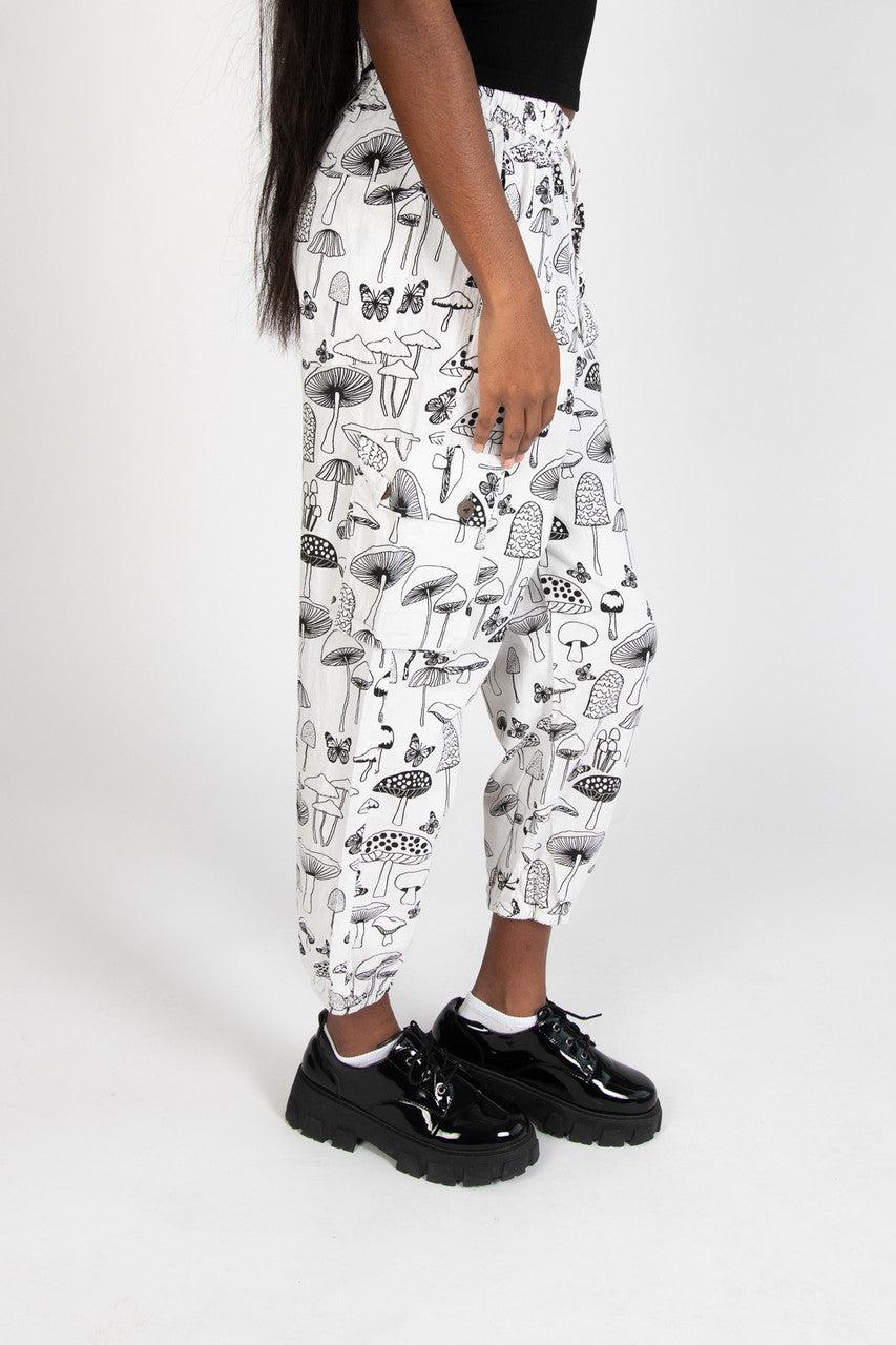 Black & White Mushroom Print Joggers Product Image