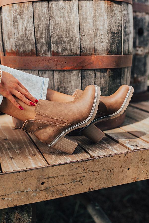 The Khloe Faux Leather Bootie in Chocolate Product Image