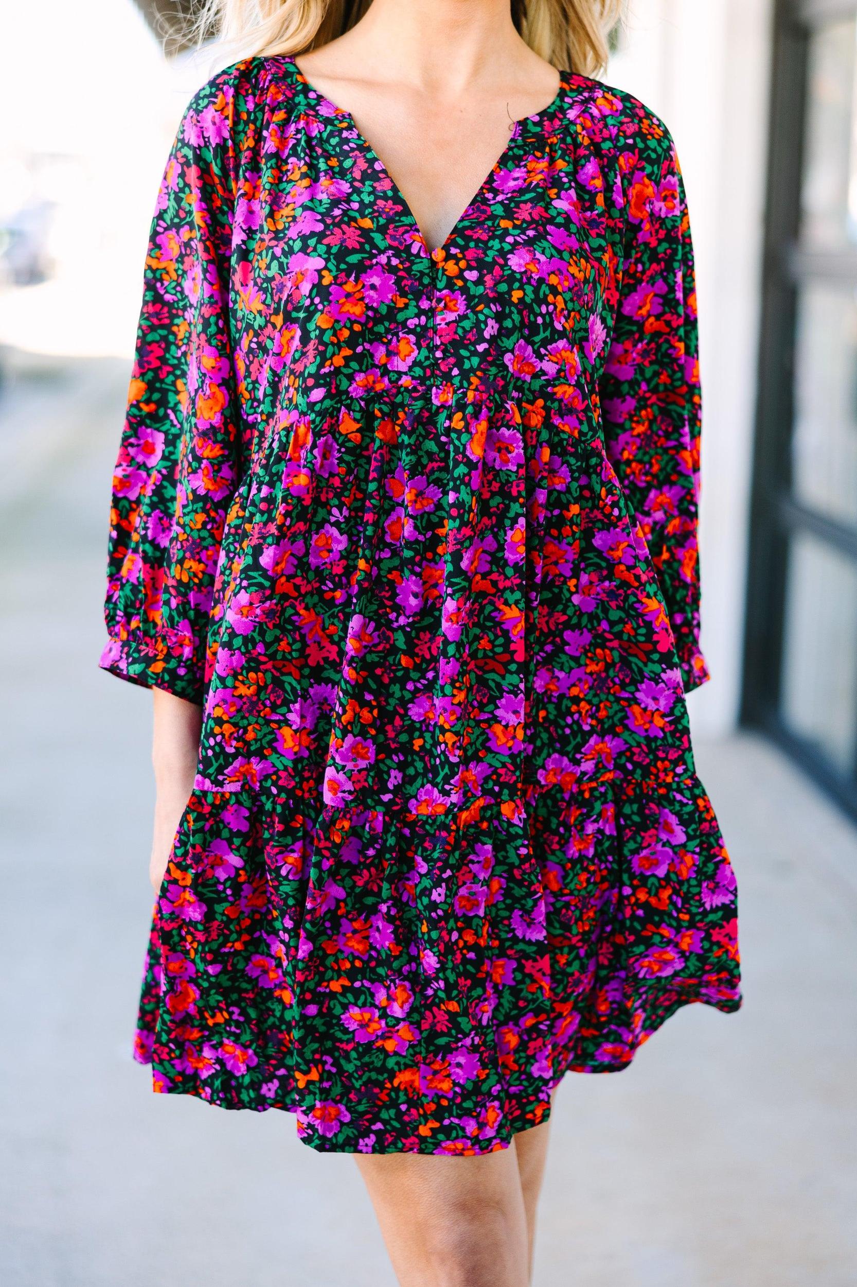 Can't Be Outdone Black Floral Dress Female Product Image