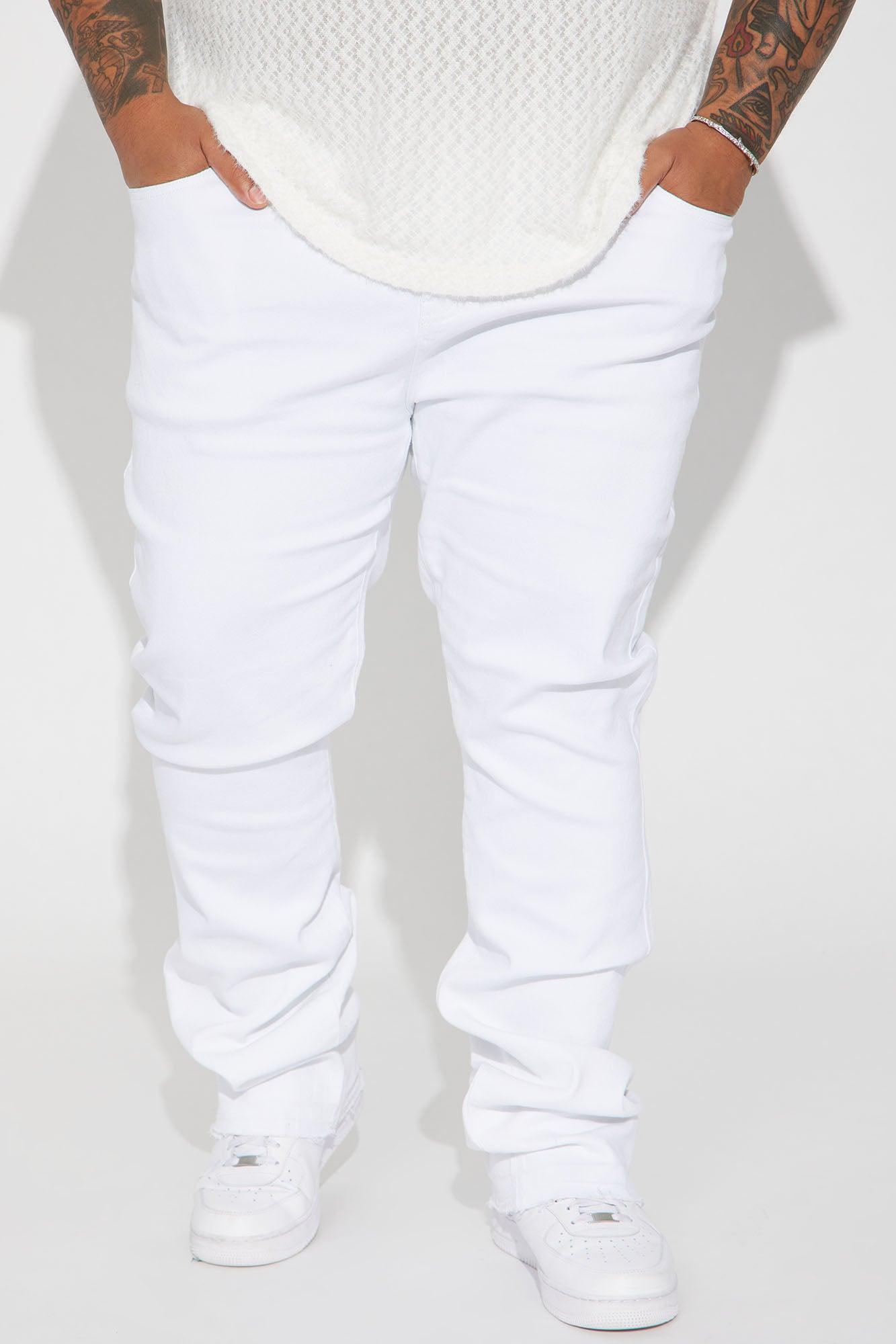 Cornell Stacked Skinny Flare Jeans - White Product Image