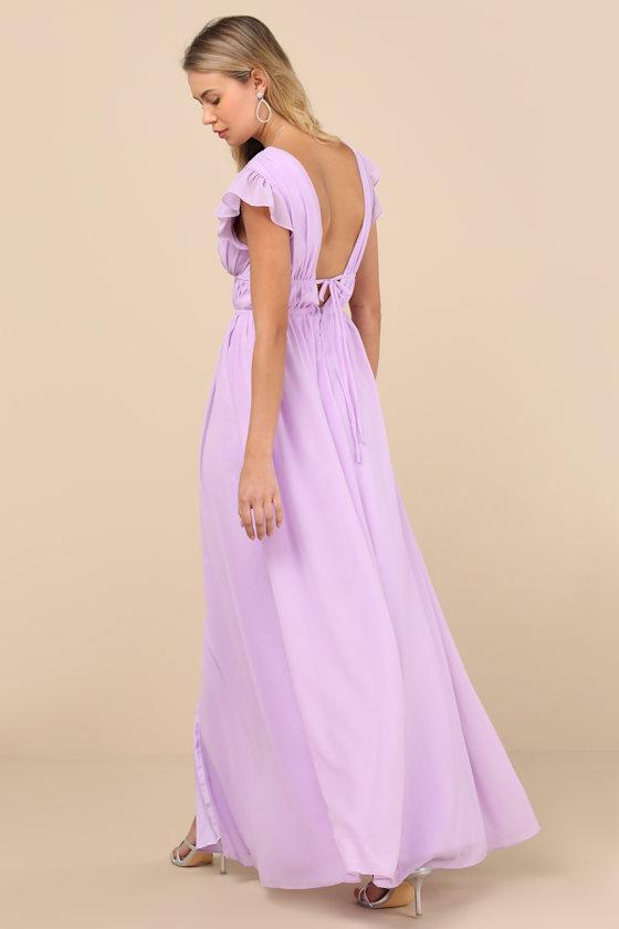 I'm All Yours Lavender Ruffled Maxi Dress Product Image