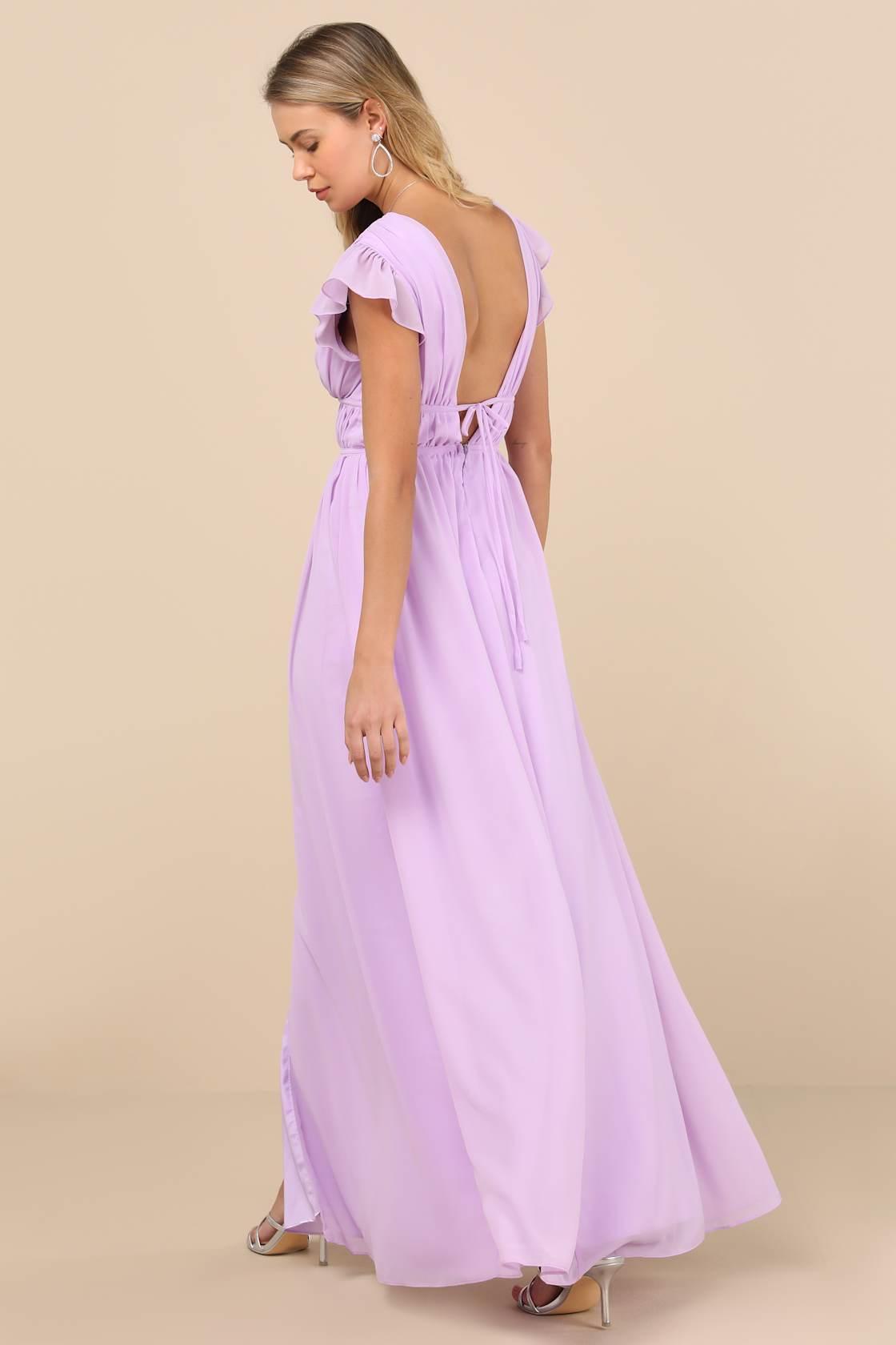 I'm All Yours Lavender Ruffled Maxi Dress Product Image