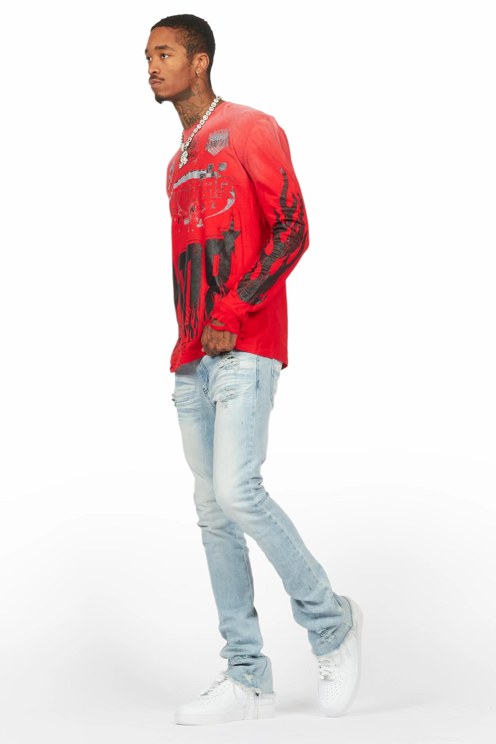 Amos Red Long Sleeve Graphic T-Shirt Male Product Image