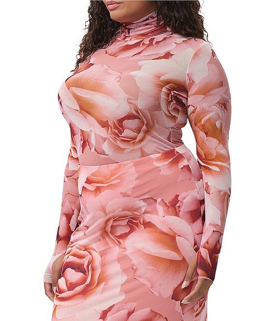 AFRM Plus Zadie Coordinating Floral Print Mock Neck Long Sleeve Top Product Image