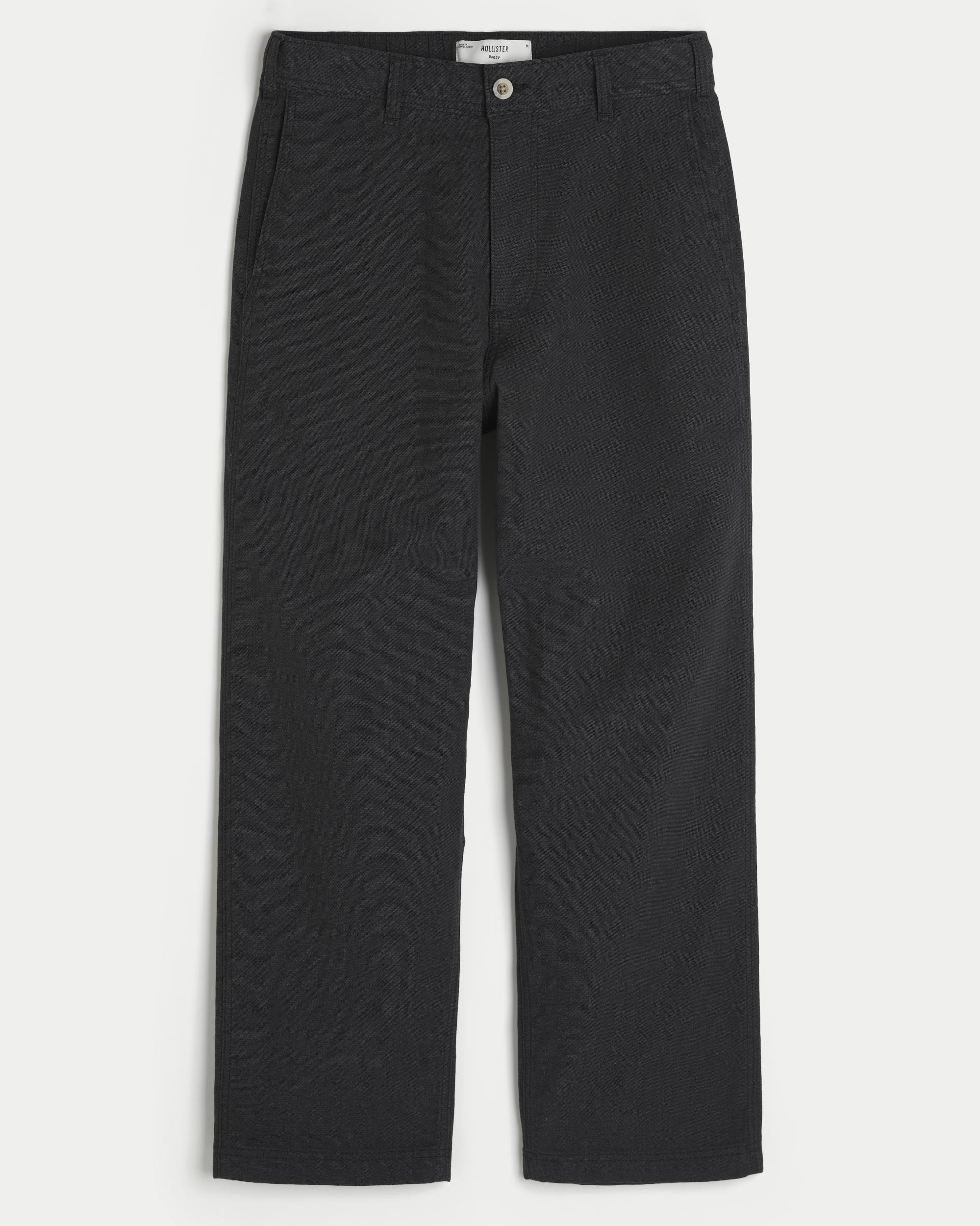 Linen-Blend Flex Waist Baggy Pants Product Image