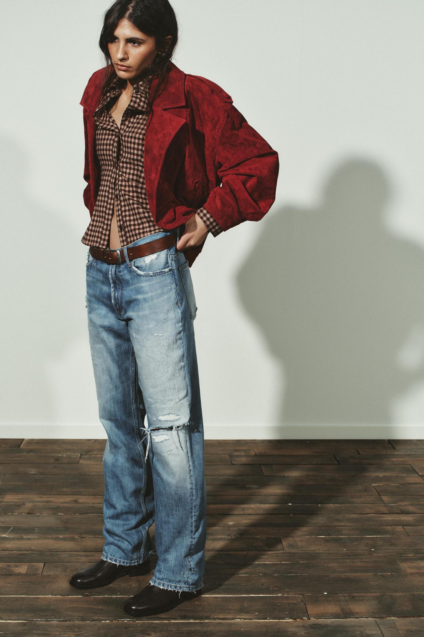 100% SUEDE LEATHER JACKET WITH TABS Product Image