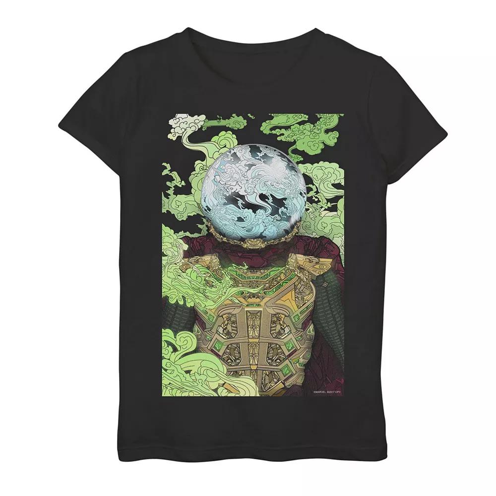 Girls 7-16 Marvel Spider-Man Far From Home Mysterio Poster Graphic Tee, Girl's, Size: Large, Black Product Image