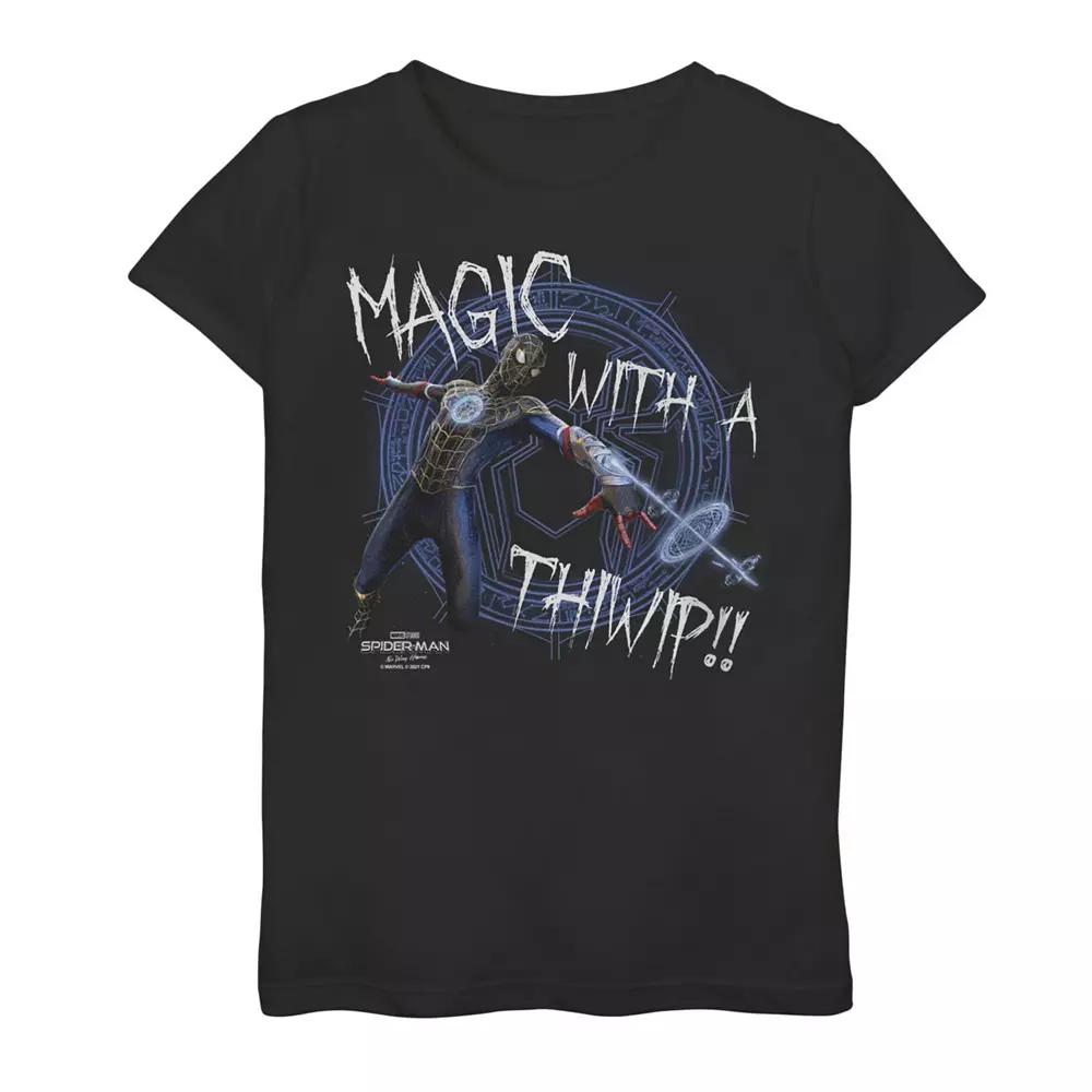Girls 7-16 Marvel Spider-Man No Way Home Spider-Man Magic Thiwip Graphic Tee, Girl's, Size: Large, Black Product Image