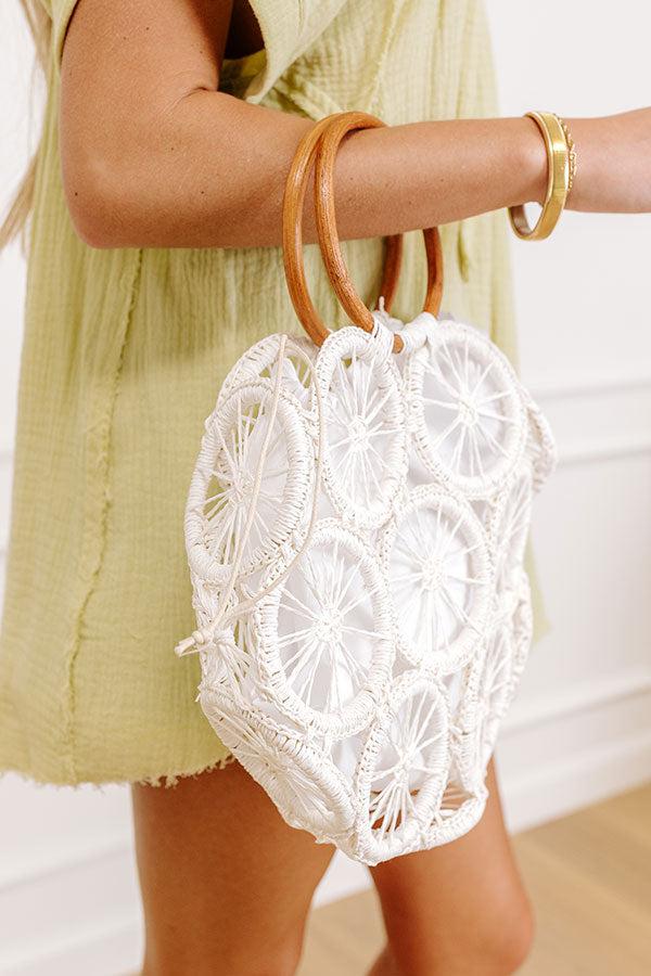 Coastal Charm Woven Tote in White Product Image