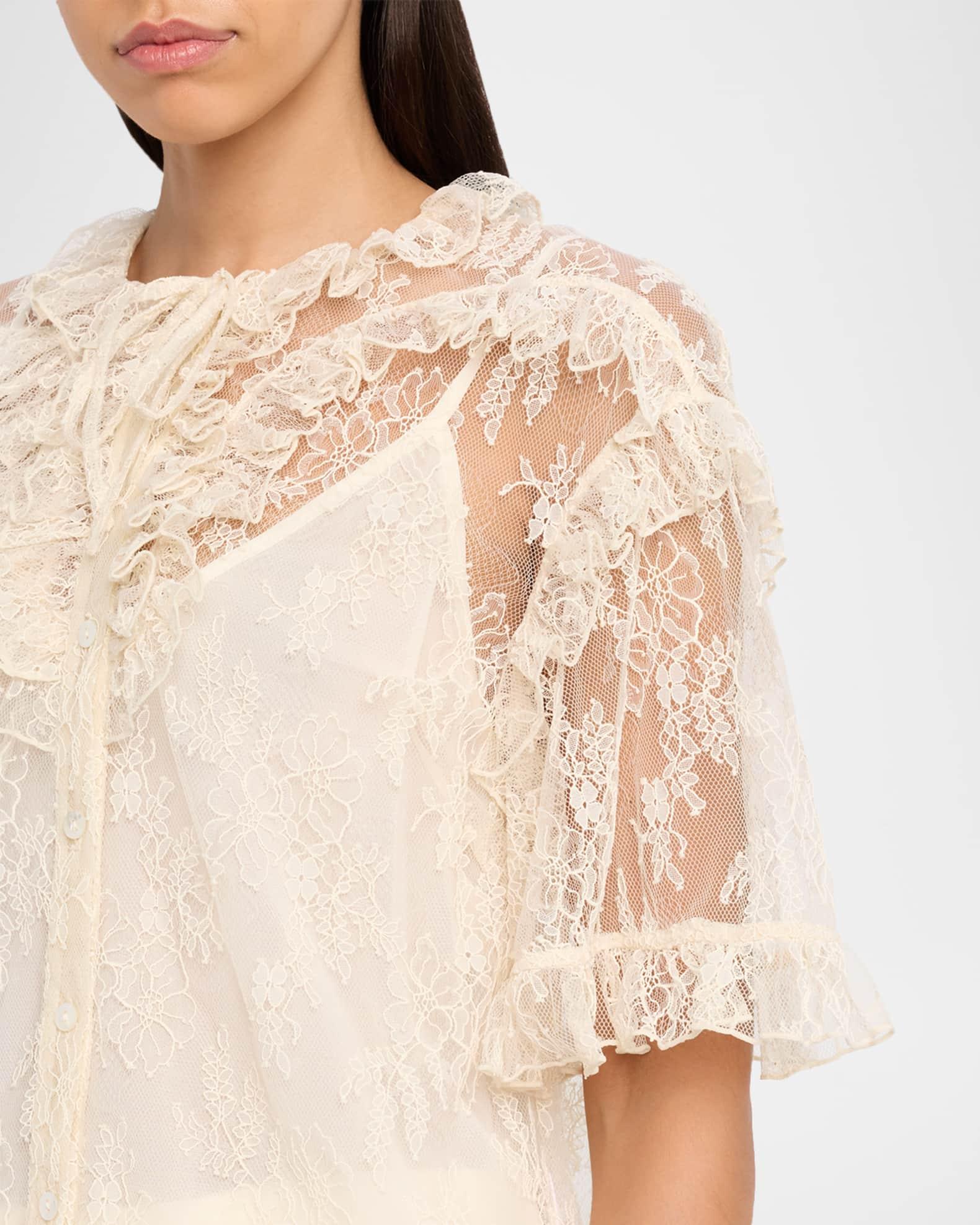 Kyra Button-Front Lace Top Product Image