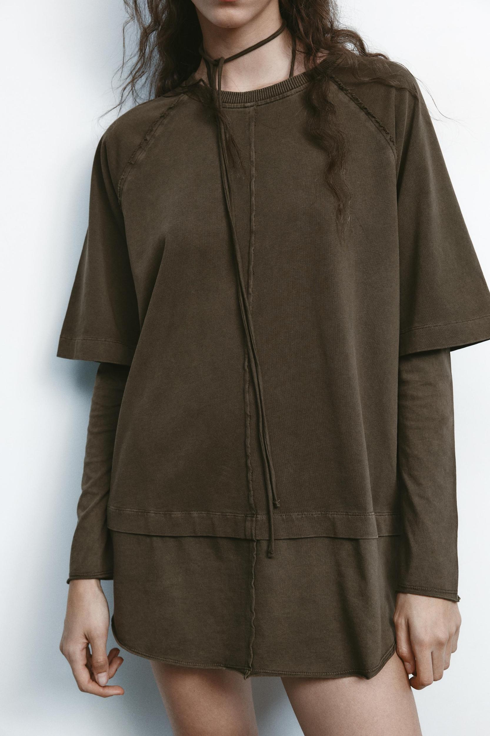 DOUBLE OVERSIZE WASHED EFFECT T-SHIRT Product Image