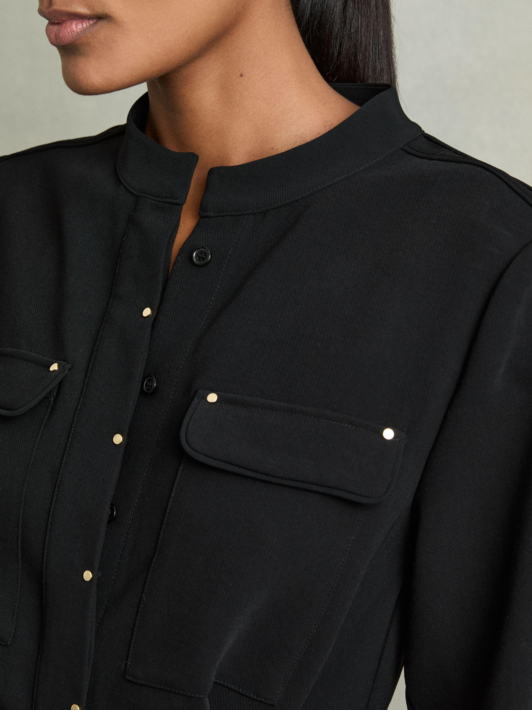 Twill Belted Shirt Dress in Black Product Image