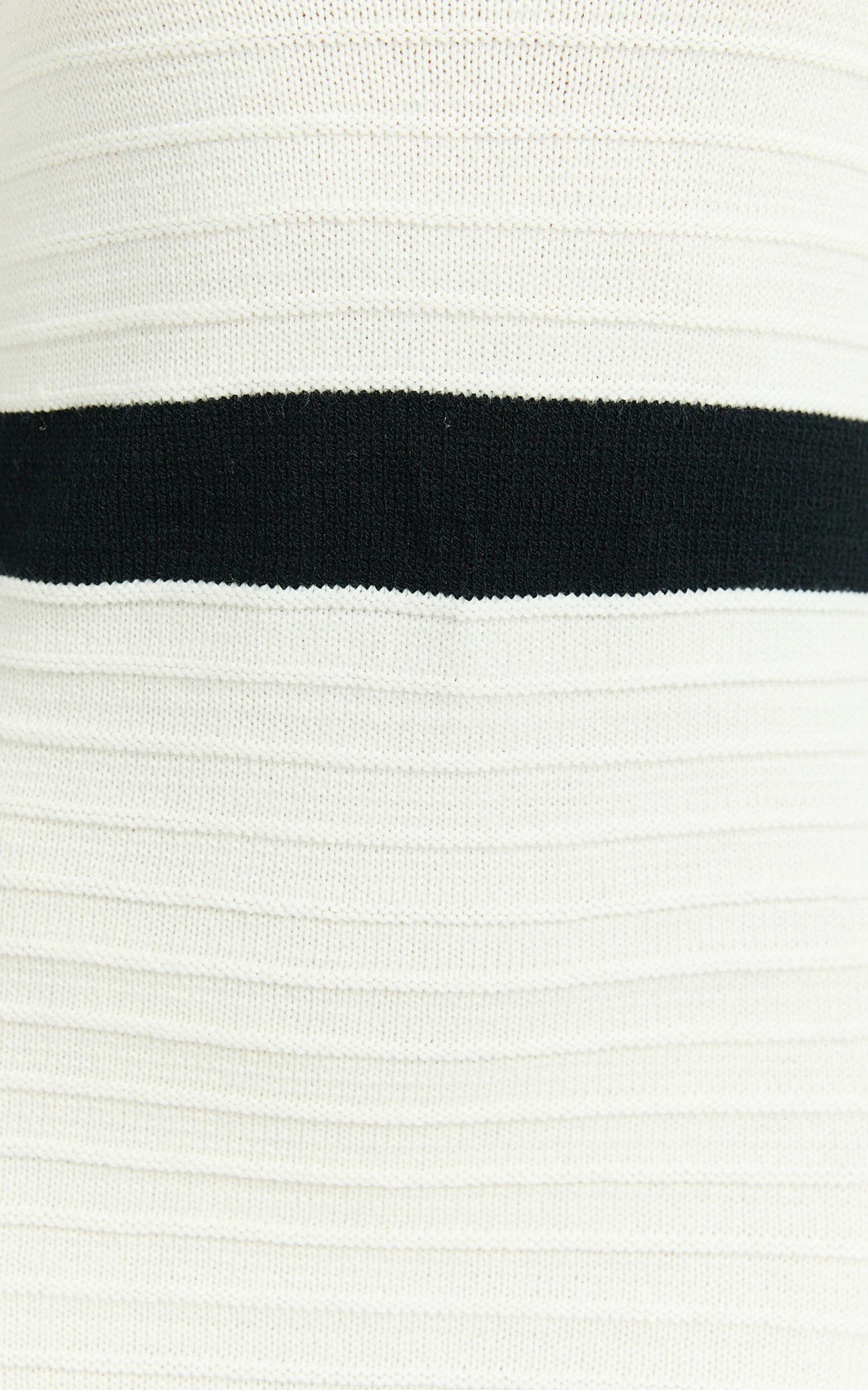 Gracie Mini Dress - Tie Back Detail Contrast Knit Dress in White/Black Product Image