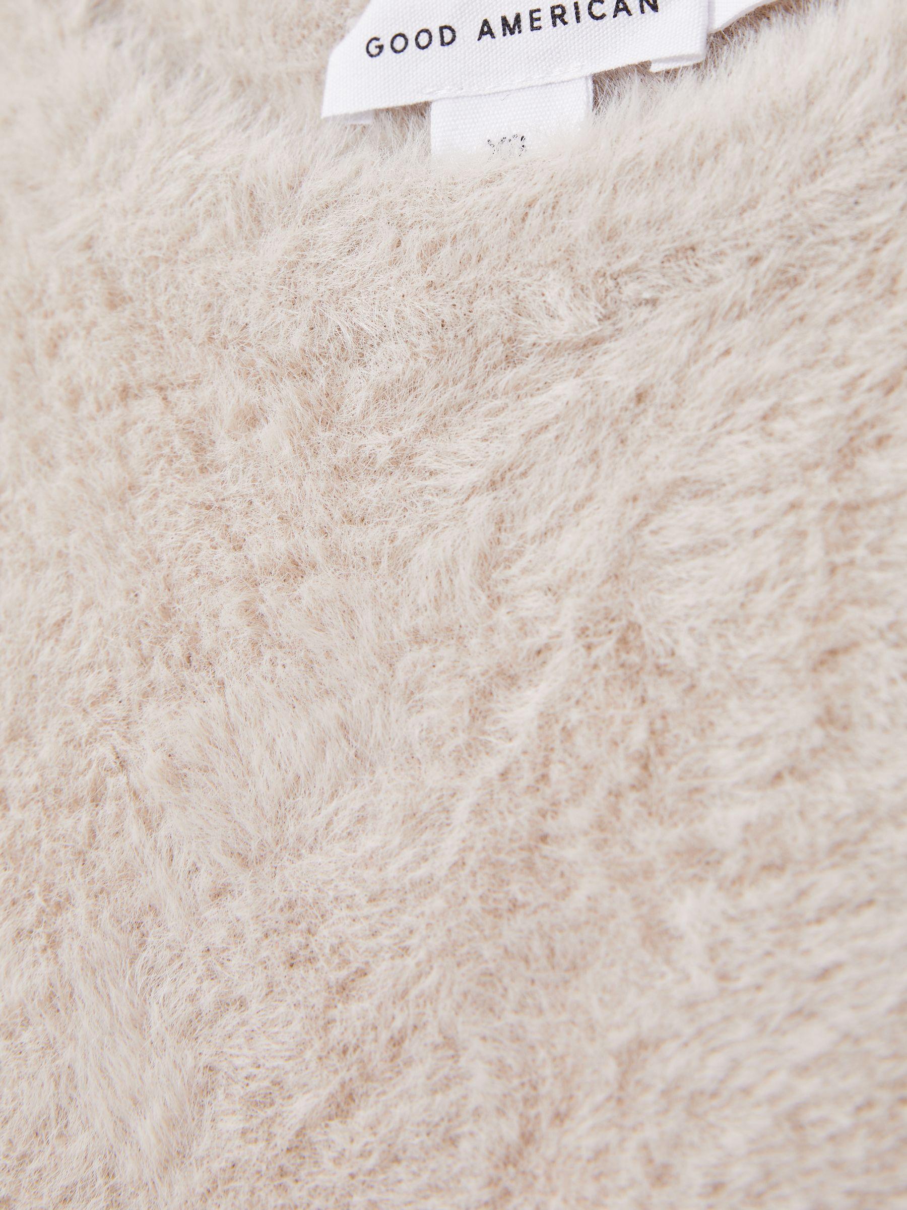 Good American Furry Cropped T-Shirt in Beige Product Image