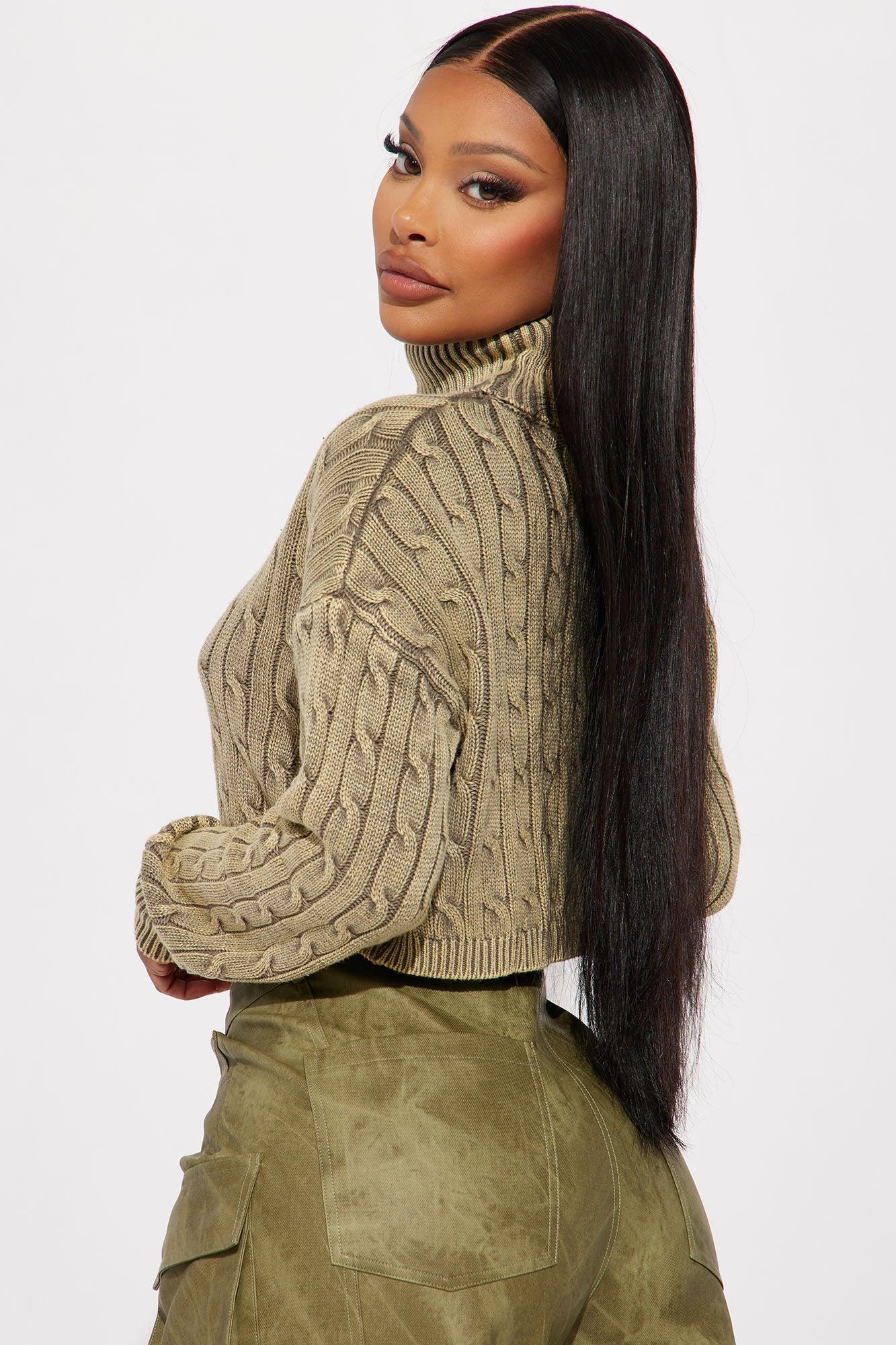 Almost Daily Cable Knit Sweater - Olive Product Image