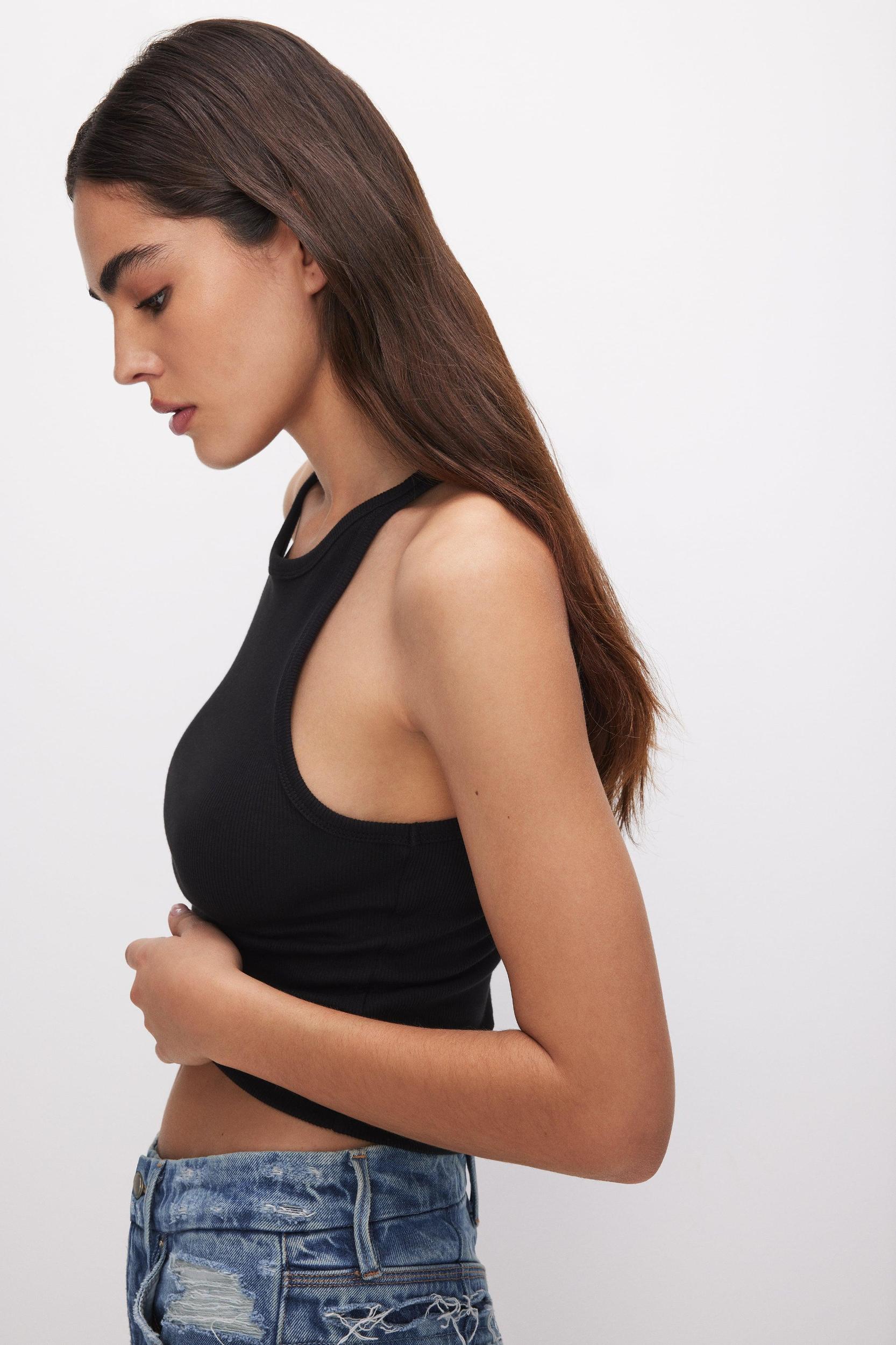 MICRO RIB CREWNECK TANK | BLACK001 Product Image