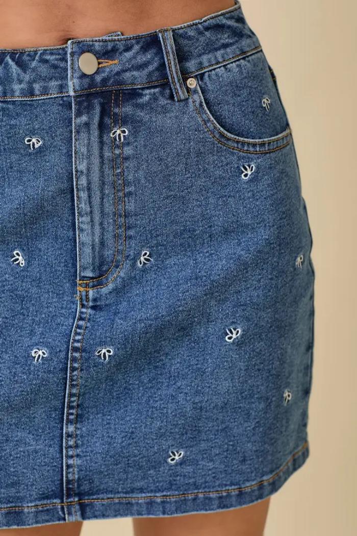 Bow Denim Skirt Product Image