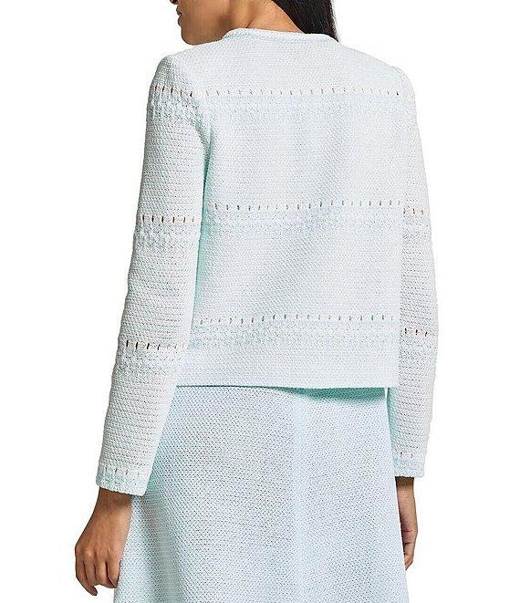 MISOOK Crochet Knit Crew Neck Long Sleeve Jacket Product Image