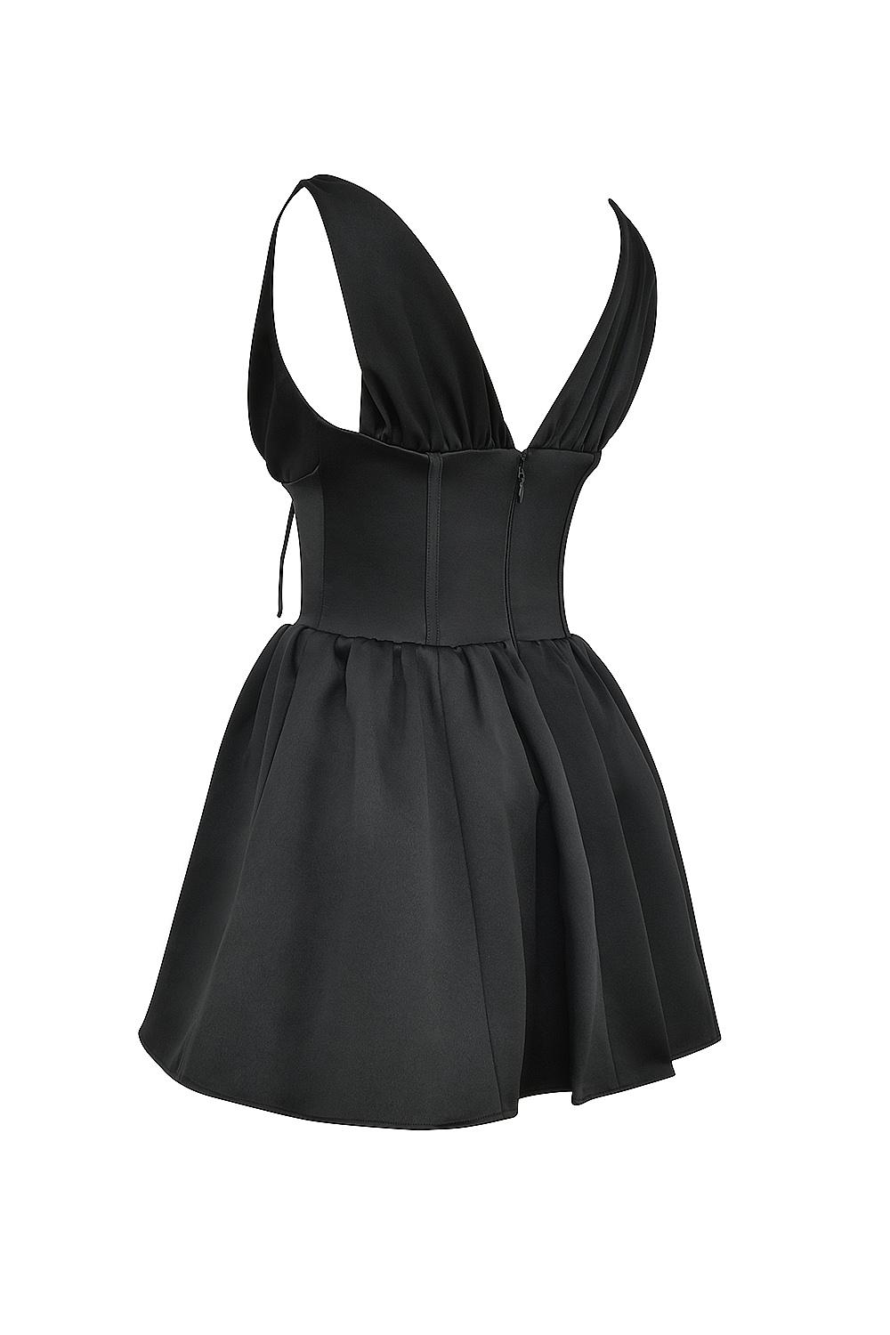 Emmeliette  black satin mini dress - sale Product Image