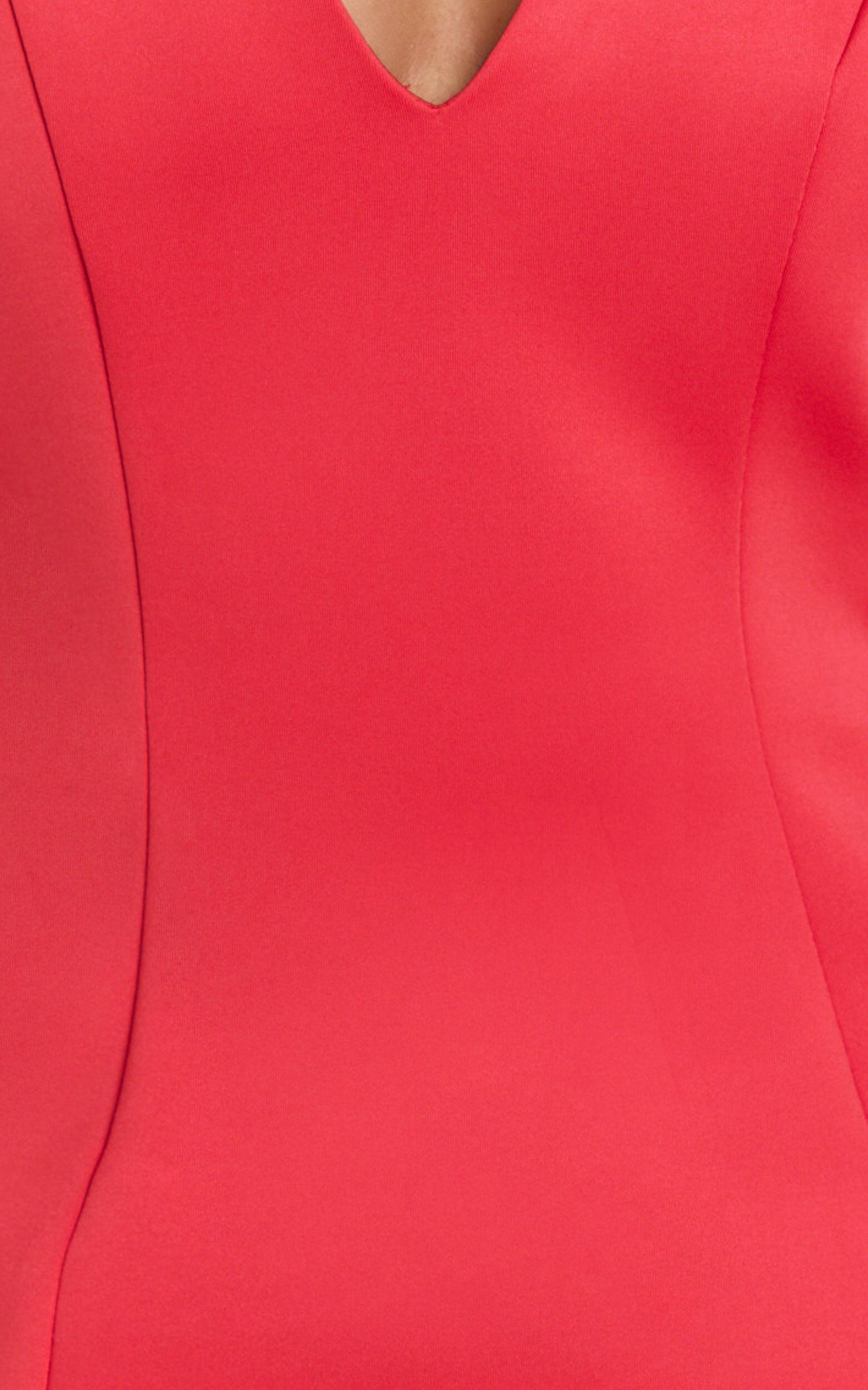 Gaia Mini Dress - Plunge Halter Fit and Flare Dress in Red Product Image