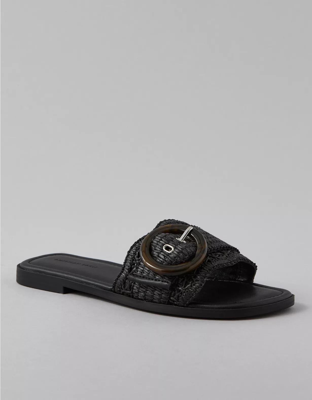 AE Raffia Buckle Slide Sandal Product Image