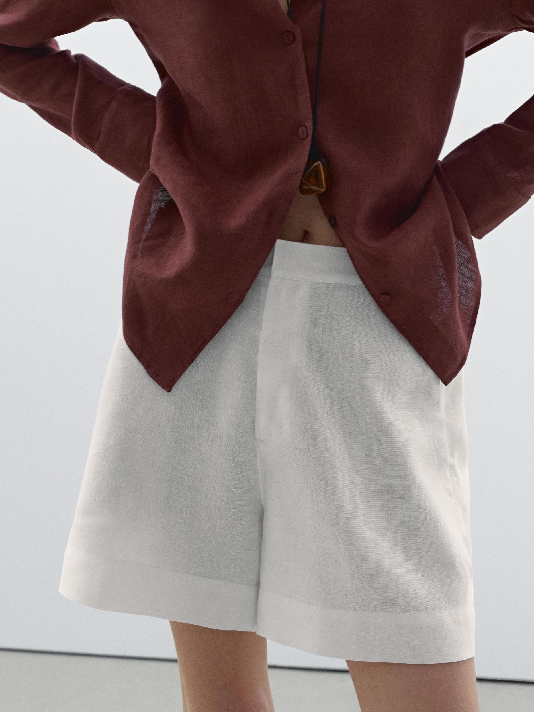 100% linen short Bermuda shorts Product Image