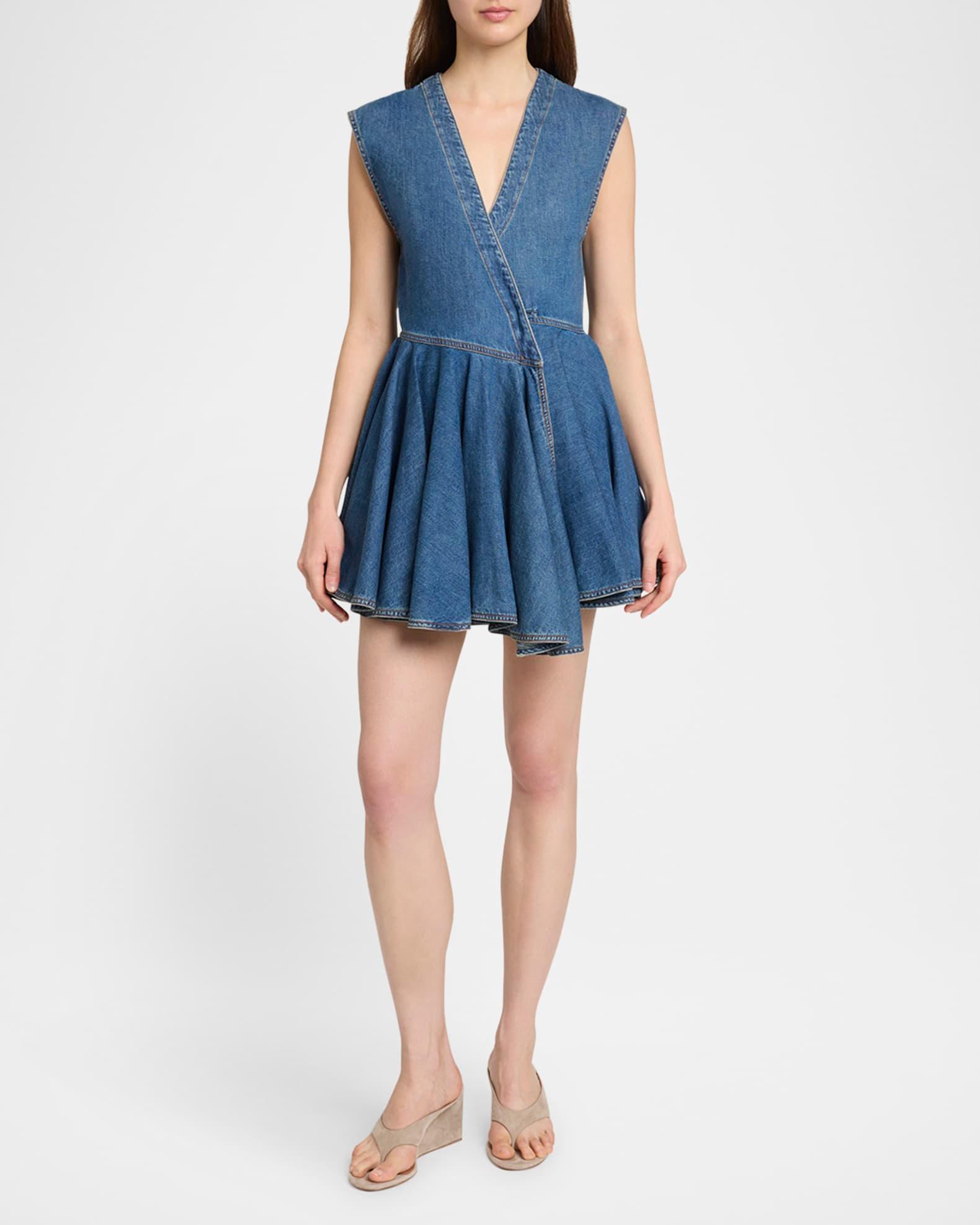 Sleeveless Denim Wrap Dress Product Image