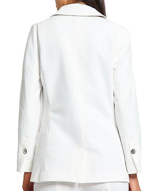 Ming Wang x Tanya Foster Deco Crepe Notch Lapel Bracelet Sleeve Single Button Blazer Product Image