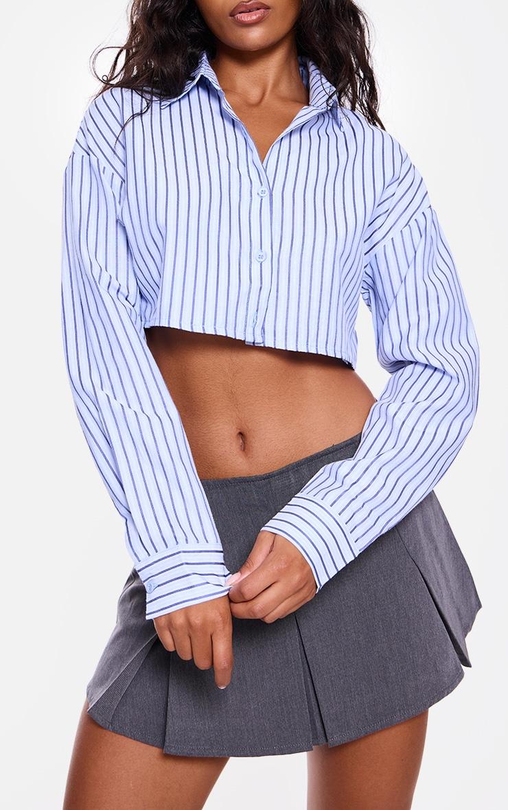 Charcoal Box Pleat Woven Tailored Mini Skirt Product Image