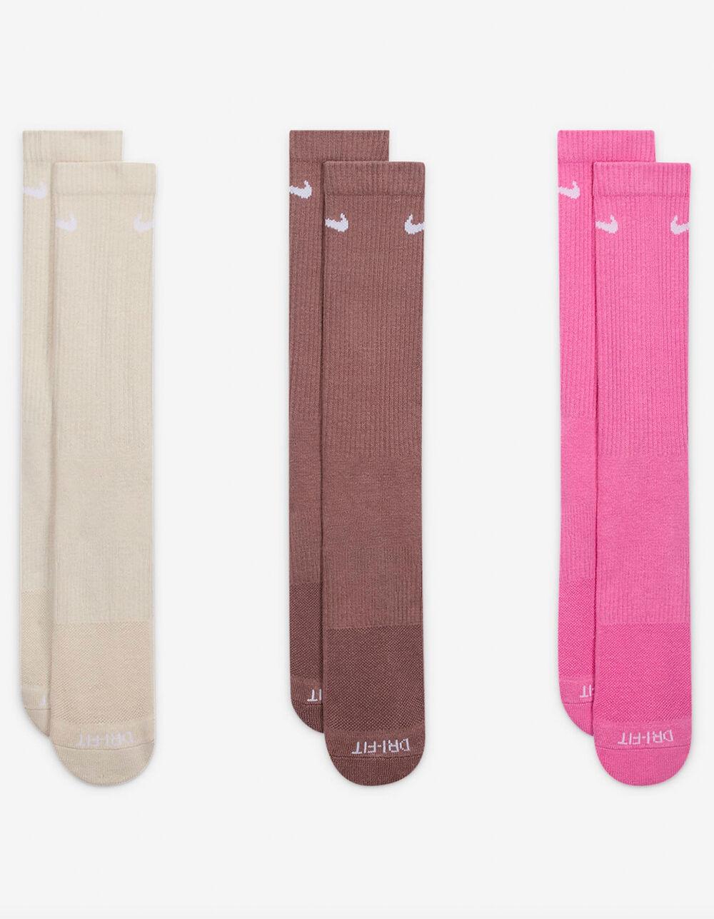 NIKE Everyday Plus 3 Pack Cushioned Mens Crew Socks - PINK/BROWN Product Image