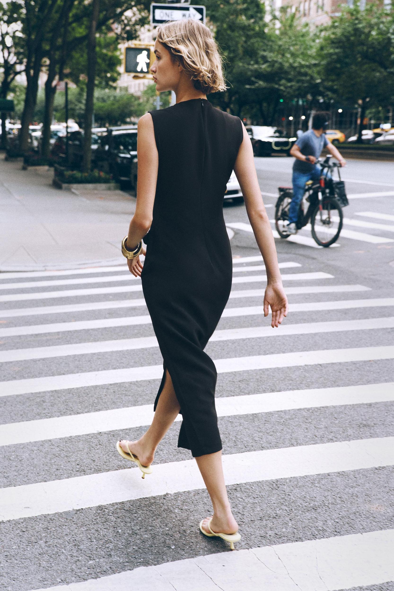 BELTED CREPE MIDI DRESS Product Image