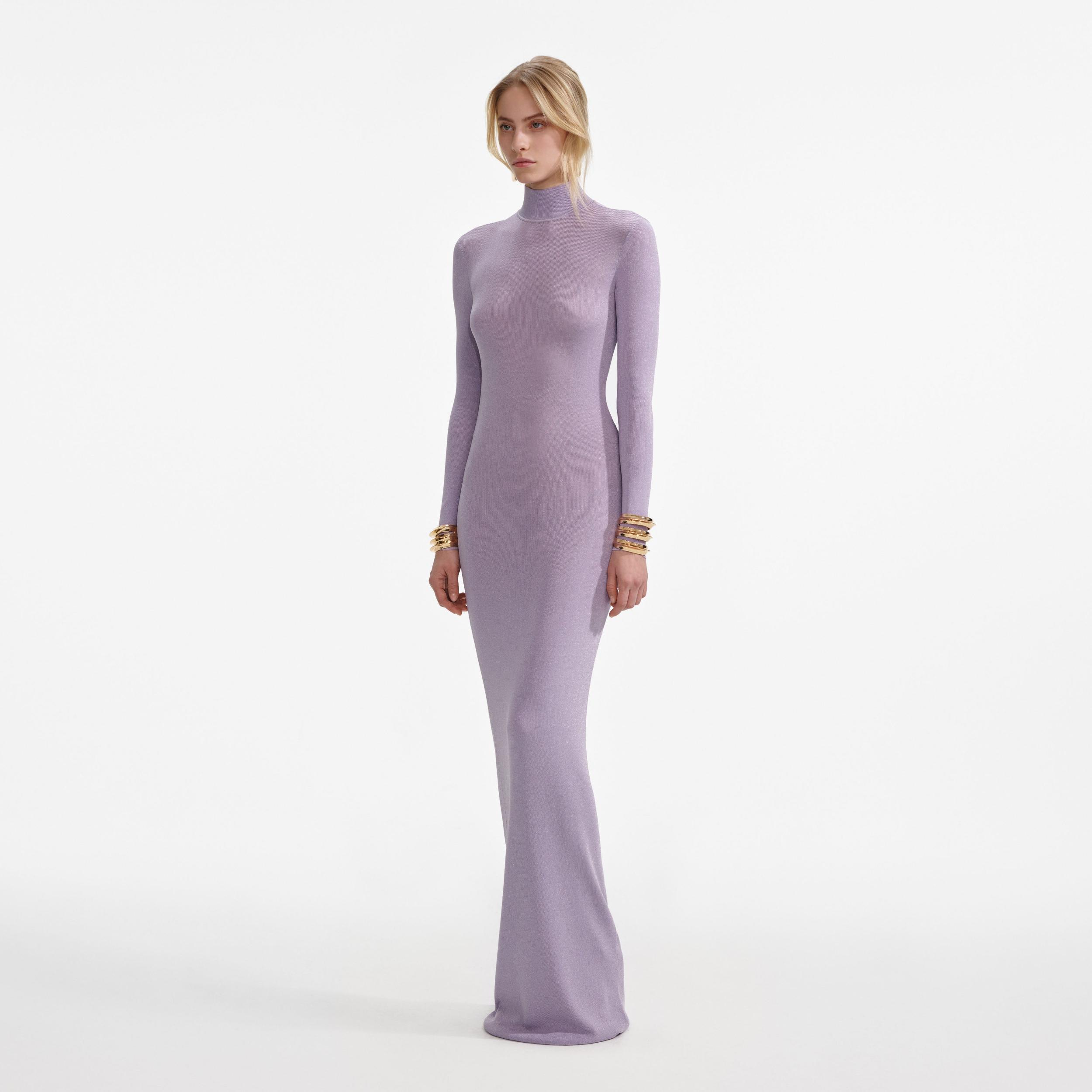 Lilac Viscose Knit Maxi Dress Product Image