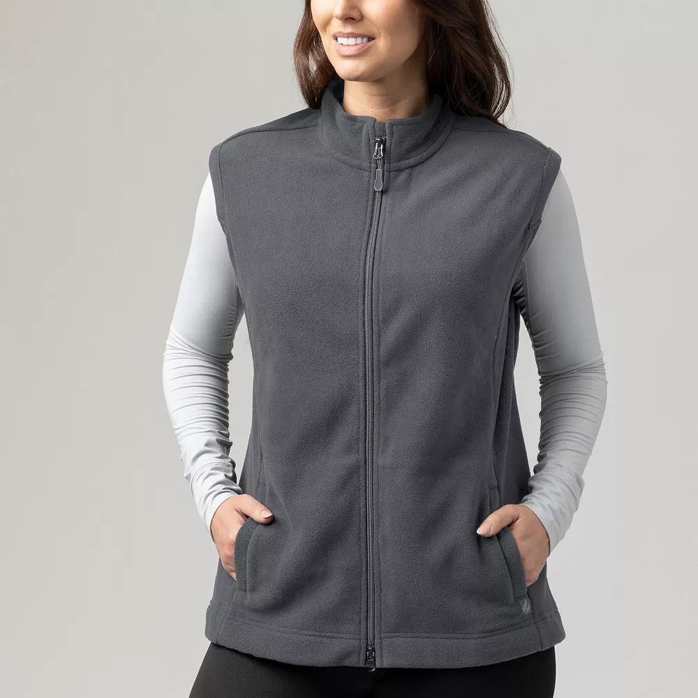 Women's Heat Holders Vera Original Super Brushed Fleece Double Zipper Vest, Size: Small, Iron Gray Product Image
